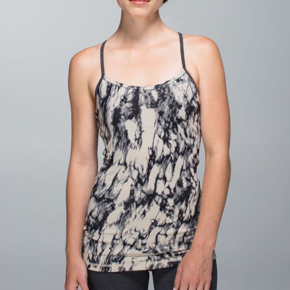 Lululemon Power Y Tank Size 4 Yoga Tank Tan and Black Racerback Tank